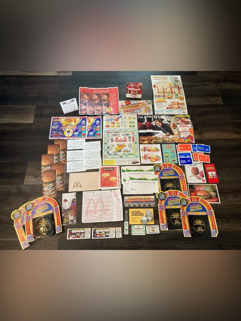 McDonalds Advertisement Lot Play McDonalds Menu Song Record Pamphlets Monopoly